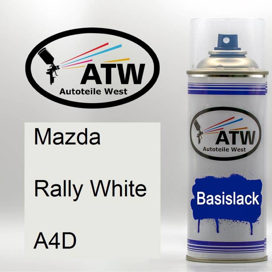 Mazda, Rally White, A4D: 400ml Sprühdose, von ATW Autoteile West.
